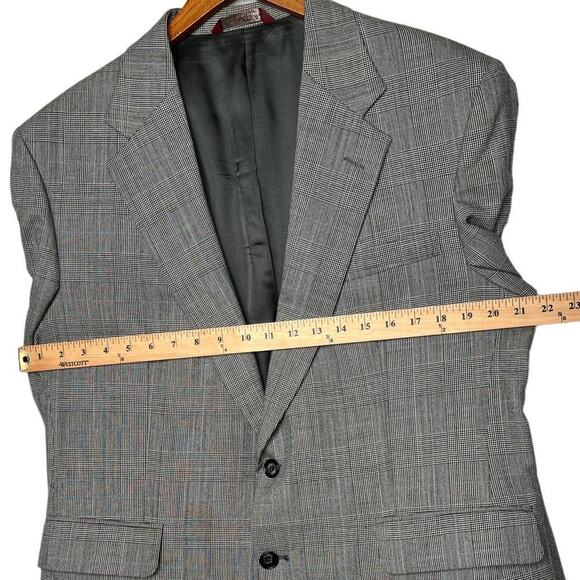 Botany 500 Mens 42R 2 Piece Suit Jacket Wool Blazer Dress Pant 32x30 Plaid Gray - Picture 6 of 14